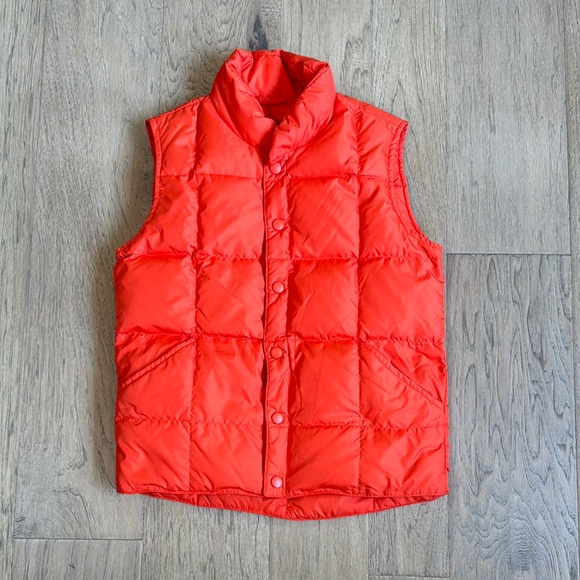 Lands End Down Kid’s Puffer Vest Jacket Size Small (7-8) Bright Orange - Picture 1 of 7